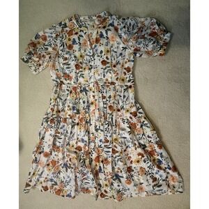 St. John's Bay Midi Dress  Cotton Floral Button Down Size XXL